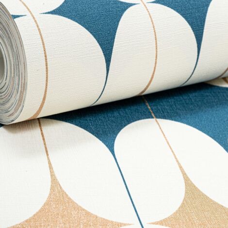 Studio Onszelf Retro Geometric Wallpaper Navy Cream Gold Feature Wall