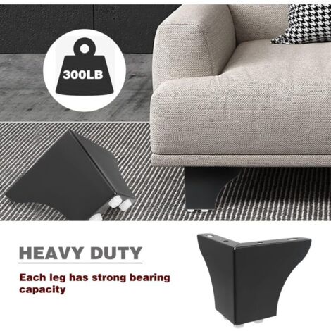 Stück 10 cm Stahlmöbelbeine Schrankbeine für Stühle, Tische, Kleiderschränke, TV-Schubladen, Sofas mit Schrauben (Schwarz, 4" (10 cm))