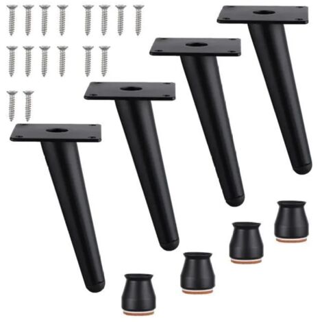 Stück 15 cm lange Metallmöbelbeine für Sofa und Tisch, inklusive Schrauben und Antirutschpads, schwarz