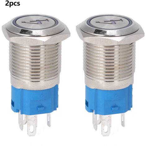 Stück 16 mm 5-polige beleuchtete Drucktaster, selbstrückstellend, 424 V DC, Metallic-Weiß
