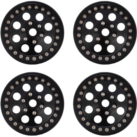 Stück 1,9 Zoll Beadlock-Metallfelgen mit 8 runden Löchern für Axial SCX10 90046 1/10 RC-Car, Schwarz