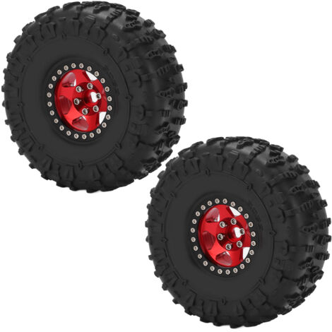 Stück 1,9-Zoll-Felgen mit Gummireifen für 1/10 RC-Crawler-Car Axial SCX10 – Rot und Schwarz