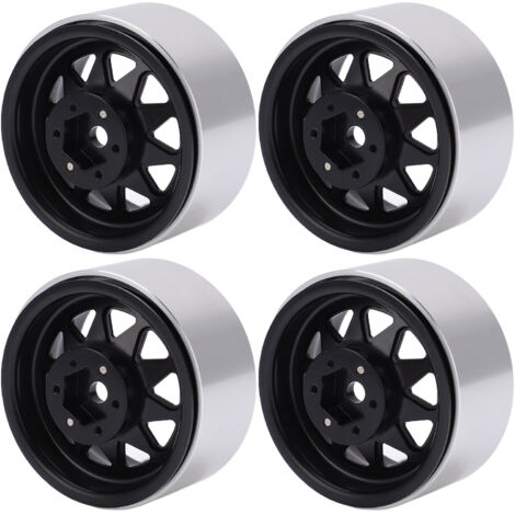 Stück 1,9-Zoll-Metallfelgen mit 10-Loch-Dreiecksnabe für 1/10 RC-Car AXIAL SCX10 – Schwarz