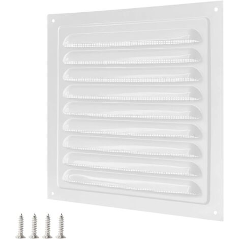 Stück 200 x 200 mm quadratisches Lüftungsgitter aus Edelstahl, Lamellenmodell mit Moskitonetz für Wand- und Deckenmontage, weiß