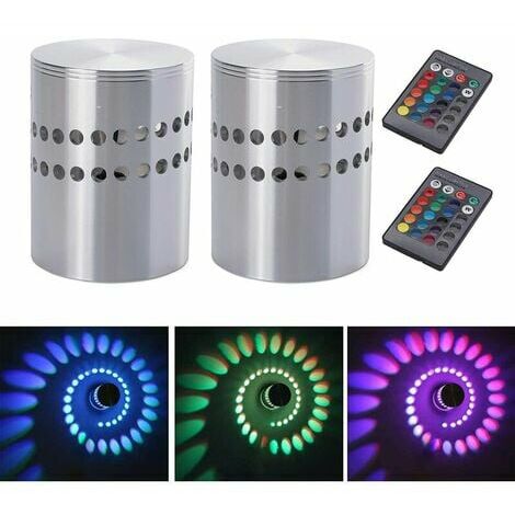 Stück 3 W Innenwandleuchte Aluminium LED RGB Spirallampe Buntes dimmbares Licht mit Fernbedienung LED Downlight Moderne Dekoration Wandstrahler für Korridor Schlafzimmer Veranda Hotel