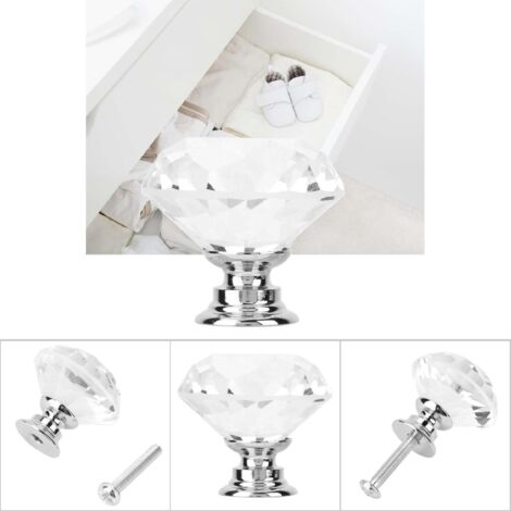 Stück 30 mm Diamantkristallgriff für Schubladen und Möbeltüren (transparent)