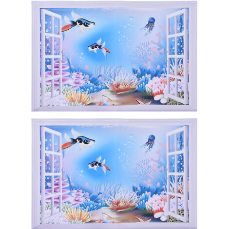 Stück 3D-Cartoon-Unterwasserwelt-Fensteraufkleber aus PVC für Schlafzimmer, Spielzimmer, Wohnzimmer