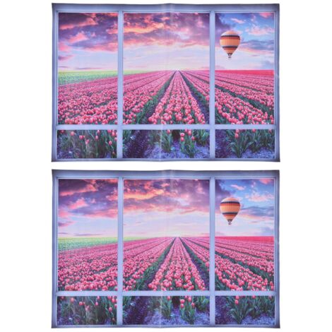 Stück 3D-Wandaufkleber mit Tulpenmotiv und Fensterblick für Wohnzimmer- und Schlafzimmerdekoration