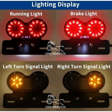 Stück 40 LED (Rot) Doppelte Motorrad-Rückleuchte, Bremslicht, Blinker, Fahrlicht mit Kennzeichenhalterung für Straßenmotorräder, Dirtbikes und Cruiser