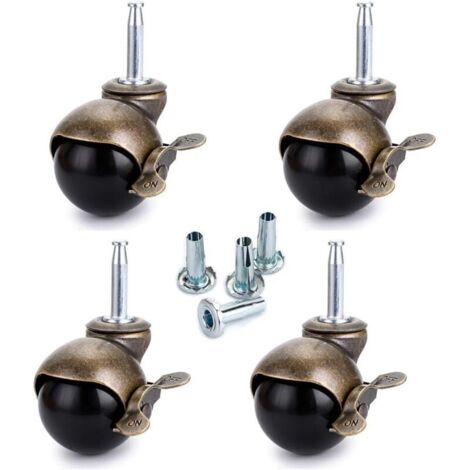 Stück 40 mm Lenkrollen, Möbelrollen mit Bremse, Nylonrollen für Bürostühle, Schlafsofas, Couchen, Tragkraft 25 kg pro Rolle