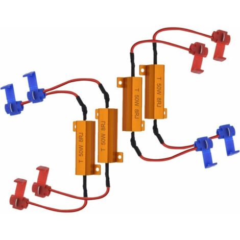 Stück 50W 8 Ohm LED-Lastwiderstände Scheinwerfer-Lastwiderstand Nebelscheinwerfer LED-Decoder Blinkerdraht-Decoderwiderstand (Behebt Hyperblinken, Warnunterdrückung)