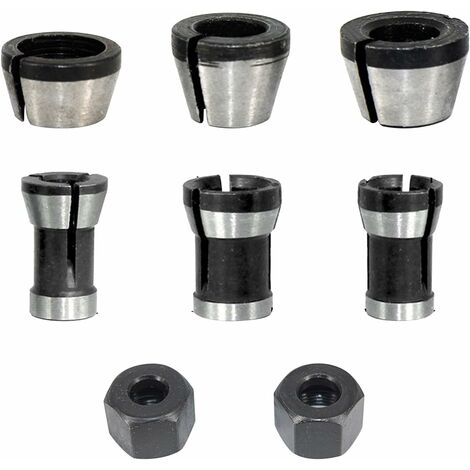 Stück 6,35/8 mm Oberfräsen-Spannzangenfutter, Holzbearbeitungs-Fräser-Spannzangen-Klemmfräser-Kopf-Adapter-Konverter für Graviermaschinen-Fräser