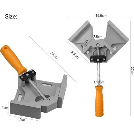 Stück 90°-Winkelklemme, Winkelschraubstock aus Aluminiumlegierung, Winkelschweißklemme mit verstellbarer Schwenkbacke, für Holzbearbeitungswerkzeuge, Schreinerschweißen (Grau)