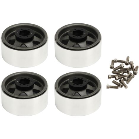 Stück Beadlock-Felgen mit Offset -8,9 mm in Graumetall für Axial SCX10 90046, 1,9 Zoll Felgenhöhe