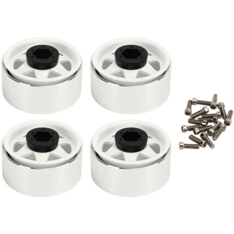 Stück Beadlock-Felgen mit Offset -8,9 mm Tiefe, Metall für Axial SCX10 90046, 1,9 Zoll, weiße Felgen