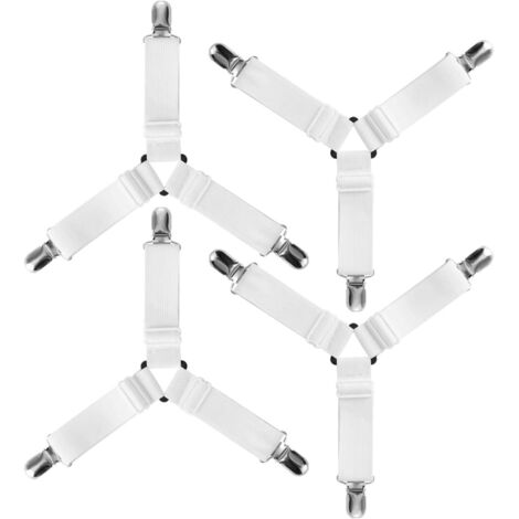 Stück dreieckige, elastische Spannbettlaken-Clips, Halter, verstellbarer Gurt für Bettwäsche, Bettlaken, Bügelbrettbezug, Matratze, Sofa