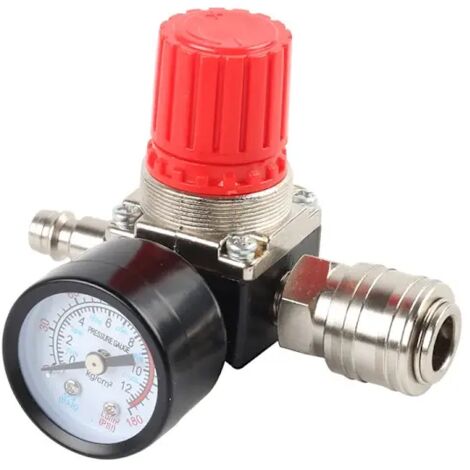 Stück Druckluft-Druckminderer, 1/4-Zoll-Druckminderer, 4-Loch-Druckregler mit Manometer, Kompressor【PL】