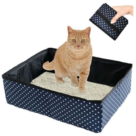 Stück faltbare Katzentoilette, tragbare Katzentoilette für unterwegs, zusammenklappbare Katzentoilette für Haustiere, wasserdicht, sauber für Zuhause und Camping im Freien, L (blau)