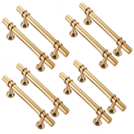 Stück goldene Möbelgriffe, moderne Schrankgriffe aus Zinklegierung, geeignet für Küche, Bad, Schlafzimmer, Büro (Lochabstand 128 mm)