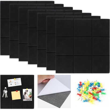 Stück große selbstklebende Filz-Pinnwände – 30 x 30 cm – Pinnwand – Wanddekoration für Büro, Küche, Schule – Schwarz – 30 x 30 cm