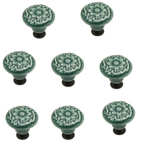 Stück grüne Keramikknöpfe, Vintage Schranktürknöpfe, Schubladenknöpfe, Keramiktürknöpfe, Schubladenknöpfe, Kommodenknöpfe, Schubladenknopf-Set