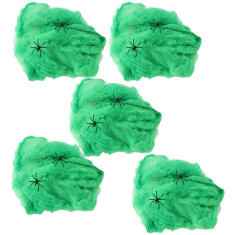 Stück gruselige und elastische Spinnennetze für Halloween-Dekorationen im Innen- und Außenbereich, Grün