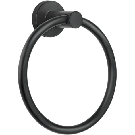 Stück Handtuchring zur Wandmontage, Handtuchhalter, Handtuchablage, Badezimmer-Hardware, SUS 304 Edelstahl, einzelne runde Handtuchstange (schwarz)