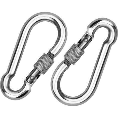 Stück Karabiner aus Edelstahl 304, Edelstahl-Schraubkarabiner, Edelstahl-Karabiner zum Befestigen von Seilen, Ketten, Gürteln und Kabeln