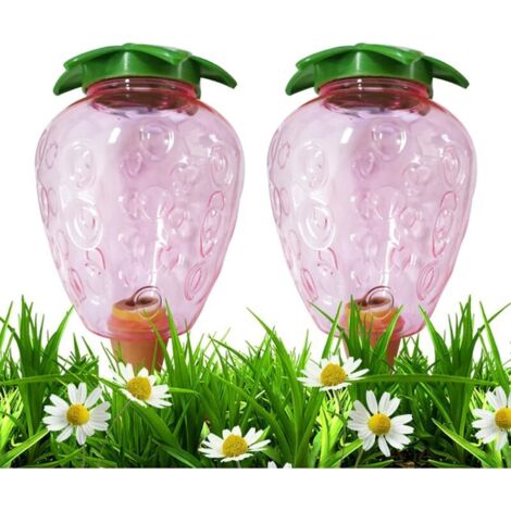Stück Kegelförmige Gießflaschen 500 ml, Tonkugeln für Zimmerpflanzen, Automatische Bewässerungssysteme für Pflanztöpfe, Wasserspender für Pflanzen, Bewässerungszeiten, Transparente Kugeln (Erdbeere)