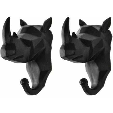 Stück Kleiderhaken, Tierhaken, Kleiderhaken, Schlüsselhalter, Wandbehang (schwarzes Nashorn).