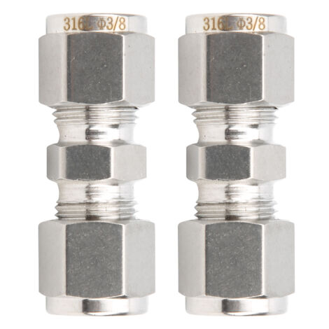 Stück Kompressionsverschraubung aus Edelstahl 316, Doppelring-Geradeadapter für Schlauch (3/8" Durchmesser)
