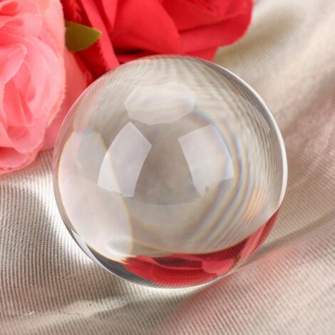 Stück künstliche Quarzkristallkugel, 50 mm, transparente Dekorationskugel mit Holzständer
