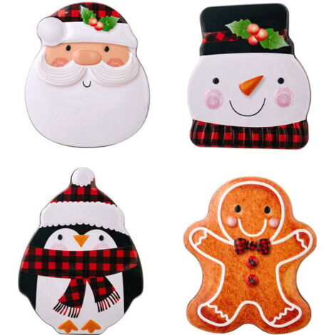 Stück Lebkuchenmann Keksdose, Weihnachtsmann Bonbondose, Cartoon Schneemann Blechdose, Geschenkbox