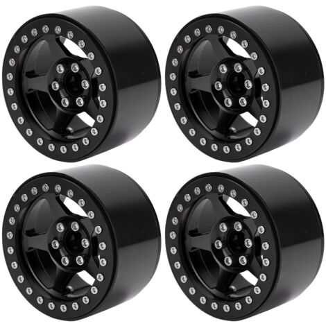 Stück leichte 5-Speichen-Beadlock-Felgen aus Aluminiumlegierung für Axial SCX10 90046 Micro Crawler RC-Car, Schwarz