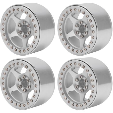 Stück leichte 5-Speichen-Beadlock-Felgen aus Aluminiumlegierung für Micro Crawler Axial SCX10 90046 RC-Car Silber