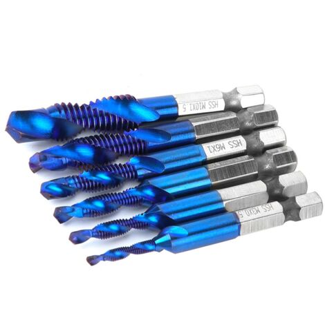 Stück M3/M4/M5/M6/M8/M10 HSS-Gewindebohrer, 6,35 mm Sechskantschaft zum Gewindeschneiden (Typ C)