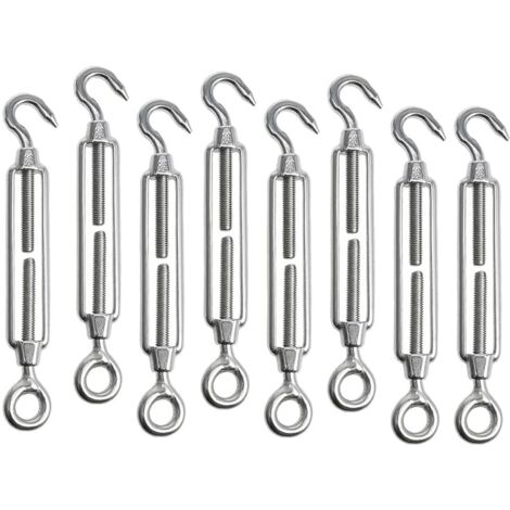 Stück M5 Spannschloss-Kabelspanner, Edelstahl, verstellbares Spannschloss, Haken und Öse, 304 Edelstahl-Drahtspannschloss für Seil, Kabel, Wäscheleine, Gartenzaun