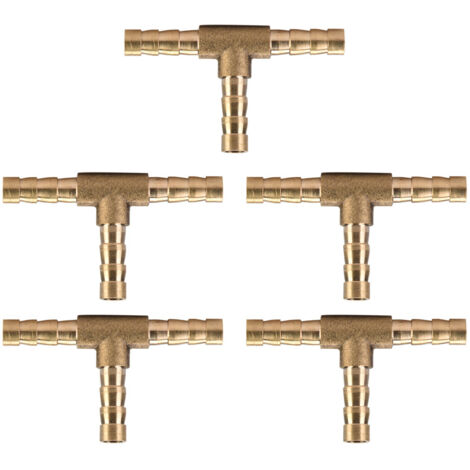 Stück Messing-T-Dreiwege-Schlauchverschraubungen mit Widerhakenenden für Luft, Wasser, Öl, Gas und Kraftstoff (6 mm)