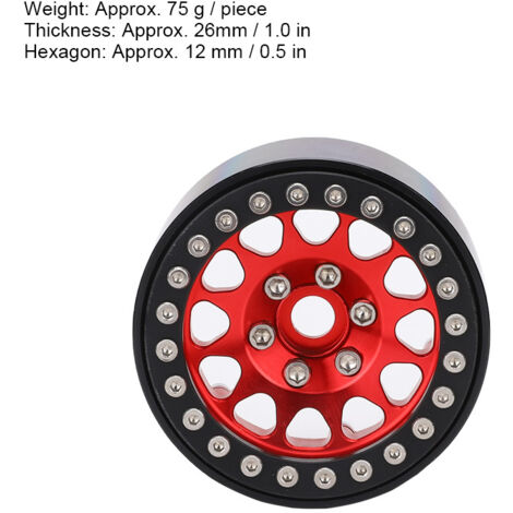 Stück Metallfelgen im Maßstab 1:10 für RC-Crawler-Cars, kompatible Reifen Axial SCX10/SCX10II/90046/90047, Schwarz und Rot