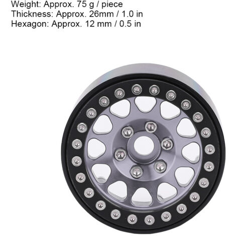 Stück Metallfelgen im Maßstab 1:10 für RC-Crawler-Cars, kompatible Reifen Axial SCX10 / SCX10II / 90046 / 90047, Schwarz und Silber