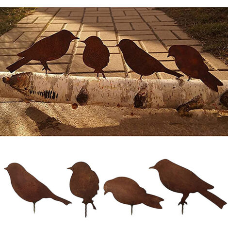 Stück Metallvogel-Silhouetten für Garten - Realistische Figuren mit Schrauben, Terrassen- und Außendekorationen