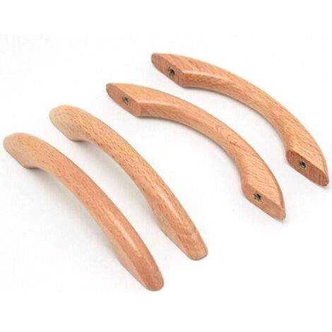 Stück Möbelgriffe aus Holz, Türgriffe, Schrankgriffe, gebogene Griffe, Schubladengriffe mit Schrauben, natürliche Holzfarbe