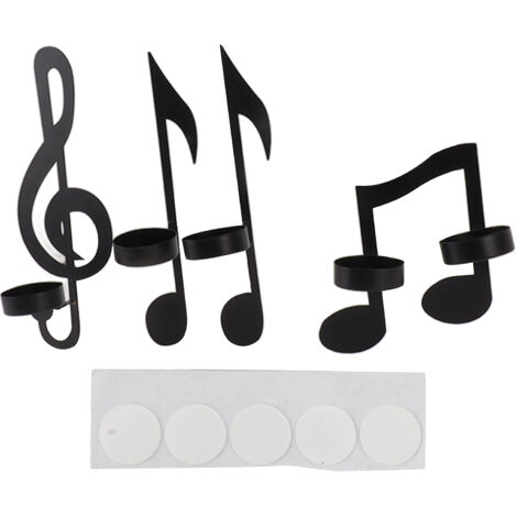 Stück originelle Wandleuchter, Kerzenhalter, schwarzes Eisen, Musiknoten-Dekoration, Ambientebeleuchtung