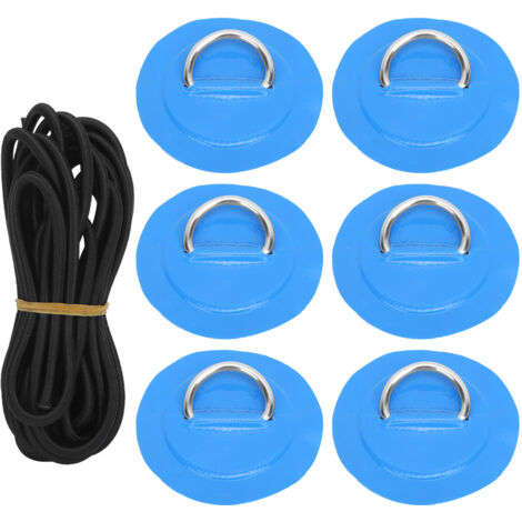 Stück PVC-D-Ringe mit elastischen Kordeln, Set aus Edelstahl-D-Ring-Patches und blauen Gummibändern