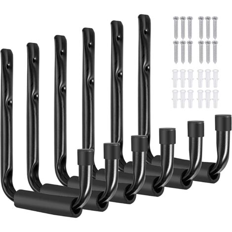Stück robuste Garagenhaken, 24 cm, Aufbewahrungshaken aus Stahl, Wandaufhänger, Leiter-Organizer mit EVA-Schaum für Garage, Schuppen, Leiter, Stuhl, Rohr, Fahrräder, Werkzeuge