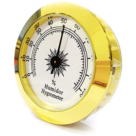 Stück runder analoger Hygrometer für Zigarren-, Gitarren-, Geigen- und Tabakbox-Luftbefeuchter (Gold)