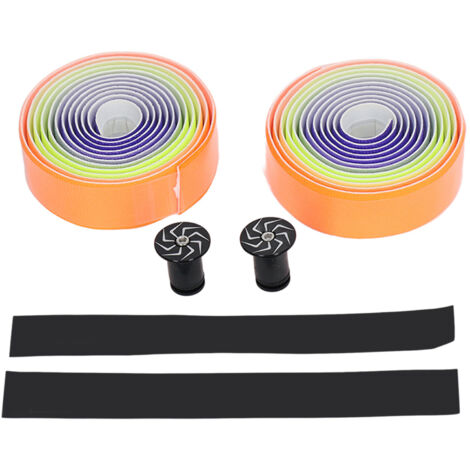 Stück rutschfestes Fahrradlenkerband, Farbverlauf Orange, Gelb, Lila, hochwertiges elastisches PU und EVA für komfortable Dämpfung