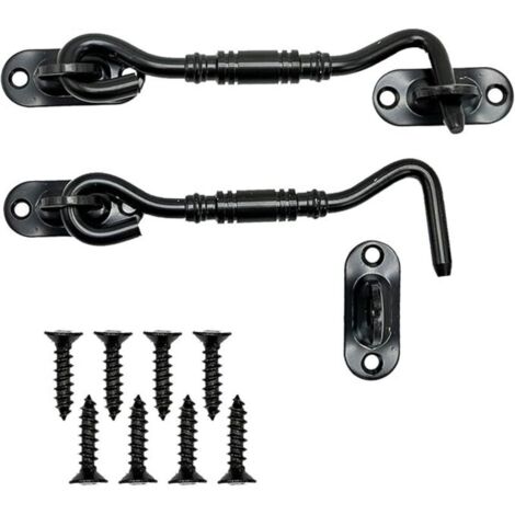 Stück schwarze Türhaken aus Edelstahl mit Türriegeln und Schlössern für Scheunentüren, Badezimmertüren, Fenster, Schiebetüren (10 cm)