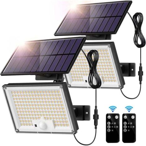 Stück Solar-Außenleuchten mit 172 LEDs, 3 Modi, Bewegungsmelder, IP65-Solarleuchte, LED-Solarstrahler mit 5 m Kabel (kaltes Licht)