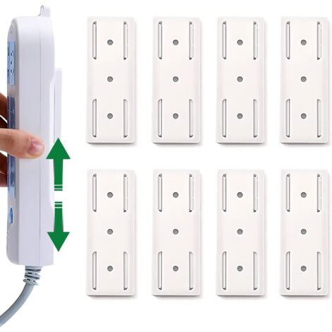 Stück stanzfreier Steckdosenhalter, selbstklebend, Wandmontage, Steckdosenleistenhalter, ideal für die elektrische Organisation in Küche und Büro (weiß)